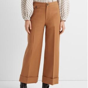 Club Monaco Cavalry Twill Pant Crop Wide Leg Women 6 Toffee‎ Brown Business